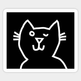 Cat Wink Minimalist Design Sticker